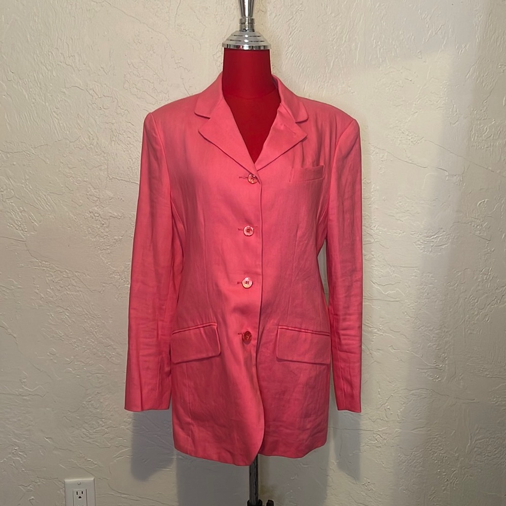 TOTOnKO Linen Pink Boxy Blazer 80s